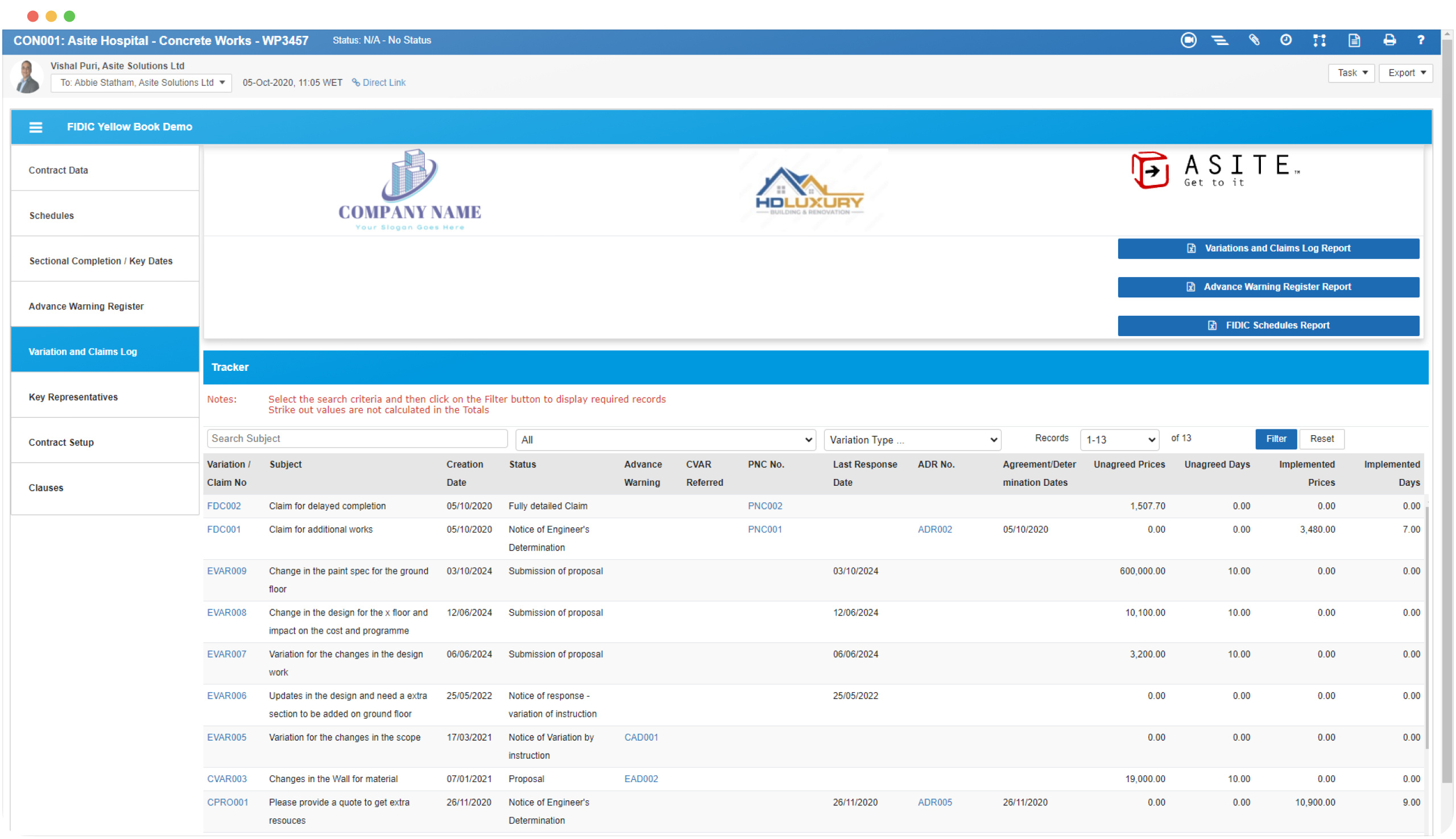 Asite for Construction Contract Management