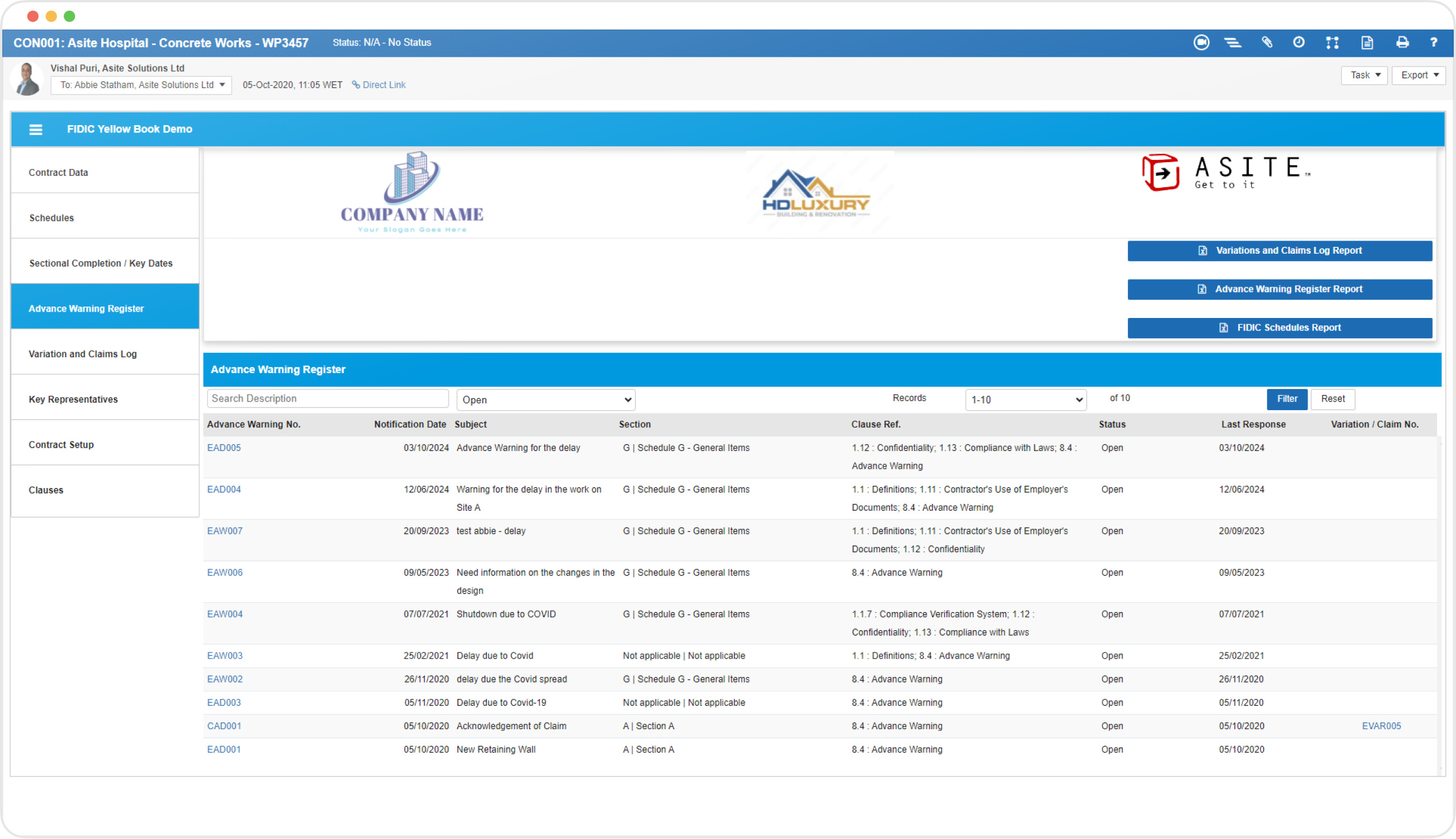 Asite for Construction Contract Management