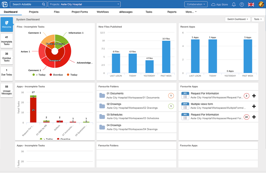 Asite interface screenshot
